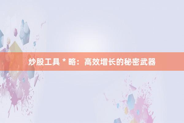 炒股工具 * 略：高效增长的秘密武器