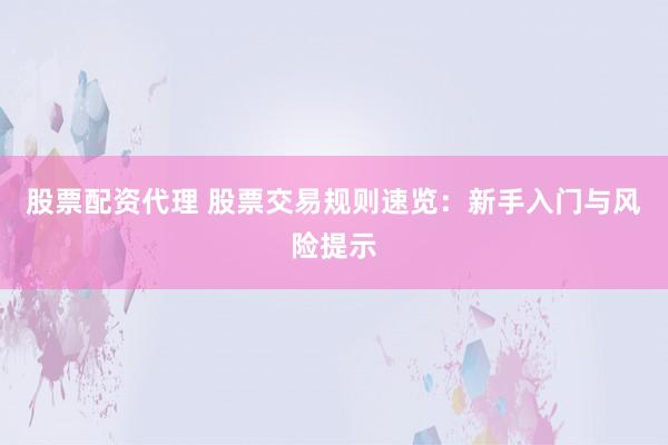 股票配资代理 股票交易规则速览：新手入门与风险提示