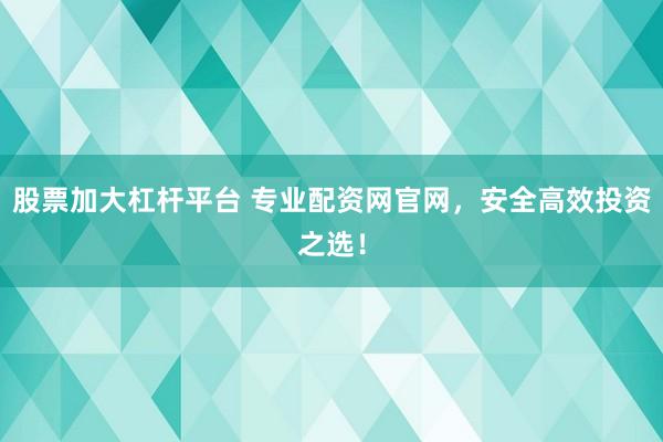 股票加大杠杆平台 专业配资网官网，安全高效投资之选！