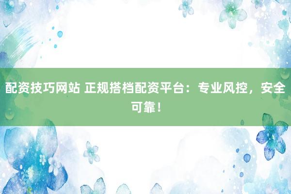 配资技巧网站 正规搭档配资平台：专业风控，安全可靠！