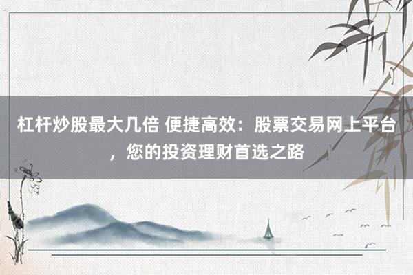 杠杆炒股最大几倍 便捷高效：股票交易网上平台，您的投资理财首选之路