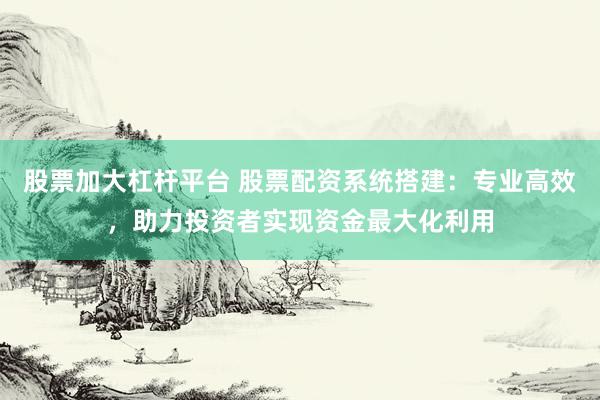 股票加大杠杆平台 股票配资系统搭建：专业高效，助力投资者实现资金最大化利用