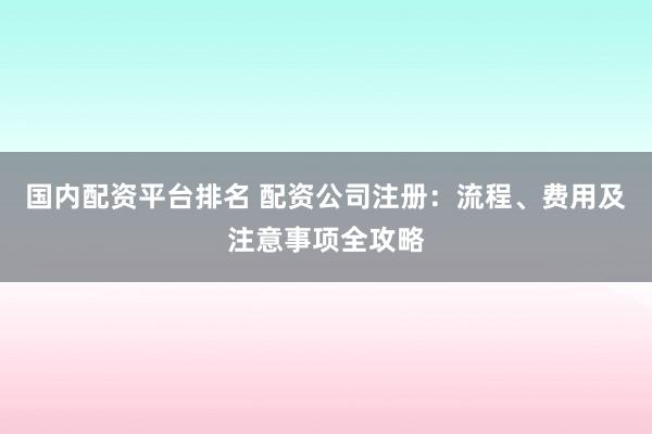 国内配资平台排名 配资公司注册：流程、费用及注意事项全攻略