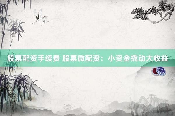 股票配资手续费 股票微配资：小资金撬动大收益