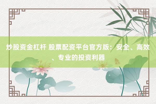 炒股资金杠杆 股票配资平台官方版：安全、高效、专业的投资利器