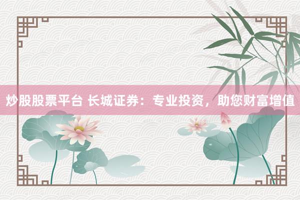 炒股股票平台 长城证券：专业投资，助您财富增值