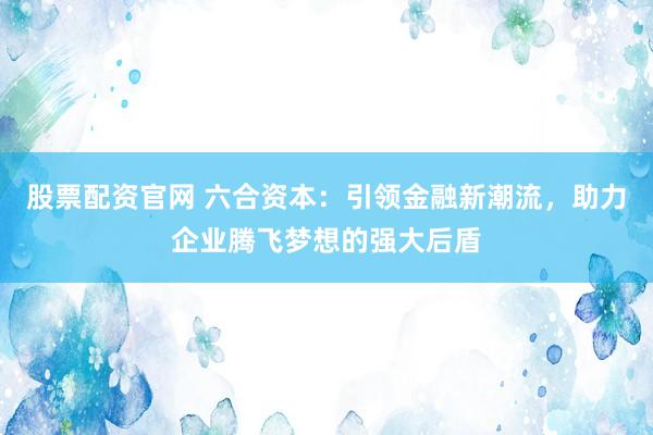 股票配资官网 六合资本:引领金融新潮流,助力企业腾飞梦想的强大后盾