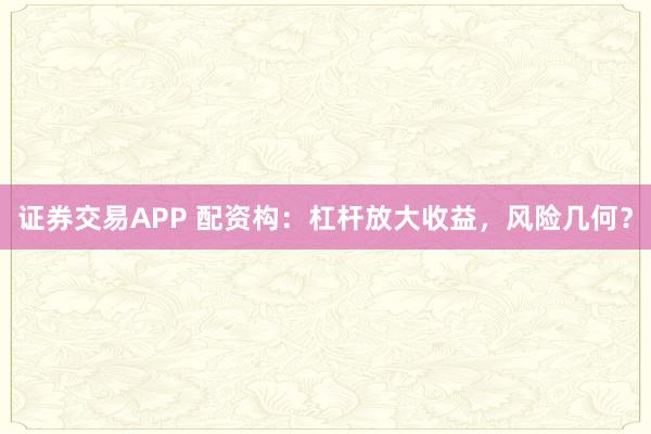 证券交易APP 配资构:杠杆放大收益,风险几何?