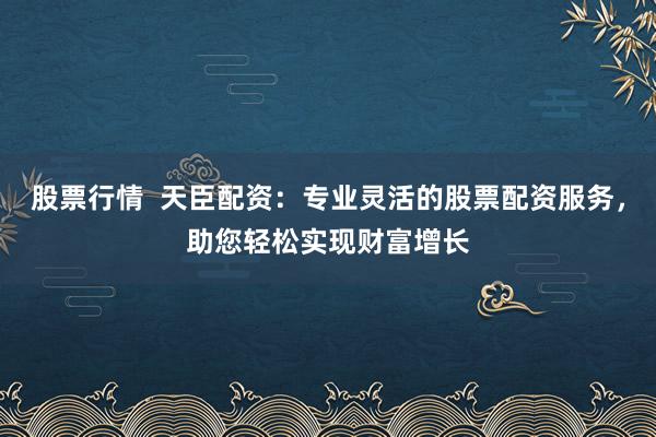 股票行情 天臣配资:专业灵活的股票配资服务,助您轻松实现财富增长