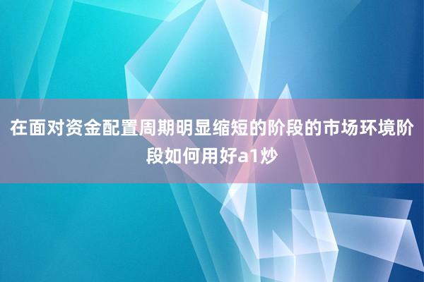在面对资金配置周期明显缩短的阶段的市场环境阶段如何用好a1炒